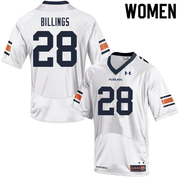 Women #28 Jackson Billings Auburn Tigers College Football Jerseys Sale-White - Click Image to Close